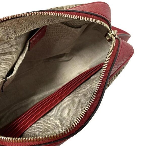 GUCCI Bree Beige Brown Red Jacquard Leather - Shoulder Bag 631-051525 - Picture 8 of 9